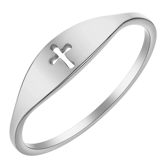 Kinitial Laser Carved Exquisite Fashion Stainless Steel Ring Otter Ring