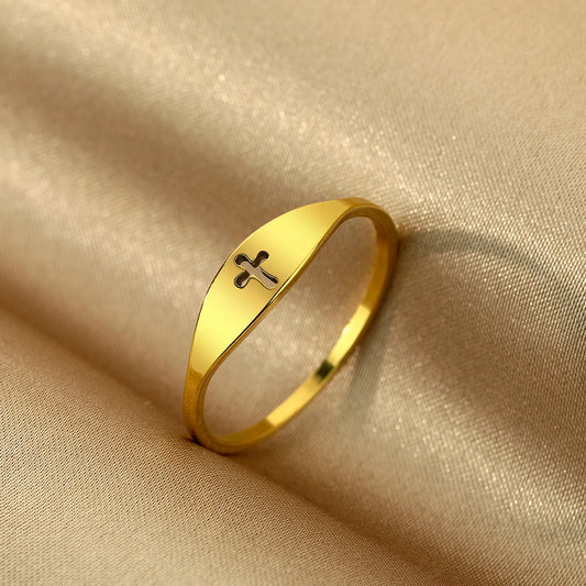 Kinitial Laser Carved Exquisite Fashion Stainless Steel Ring Otter Ring